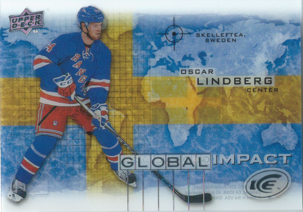 2015-16 Upper Deck Ice Global Impacts OSCAR LINDERG UD NHL 02057 Image 1