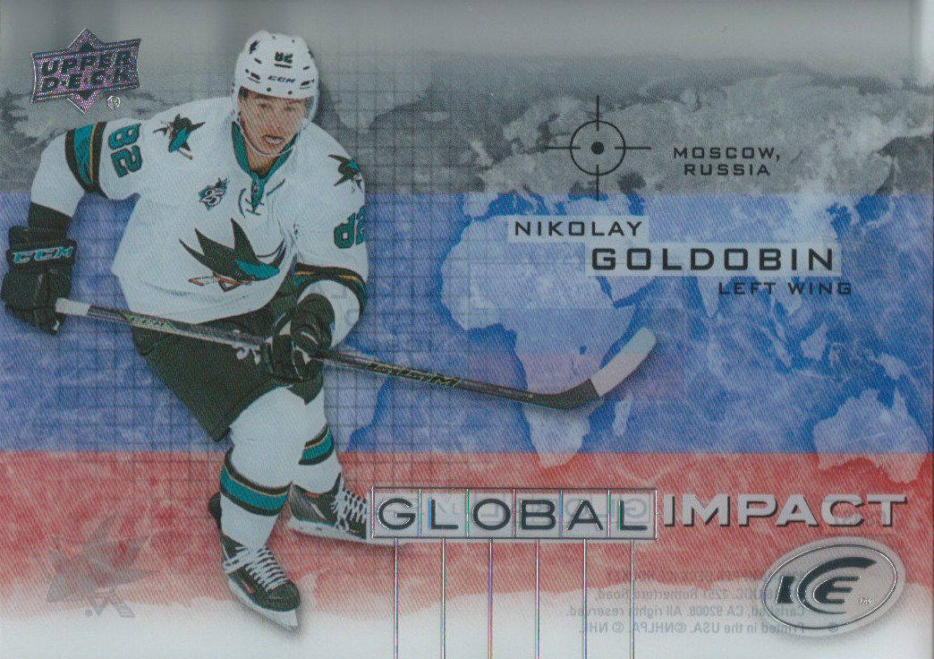 2015-16 Upper Deck Ice Global Impacts NIKOLAY GOLDOBIN UD NHL 02058 Image 1