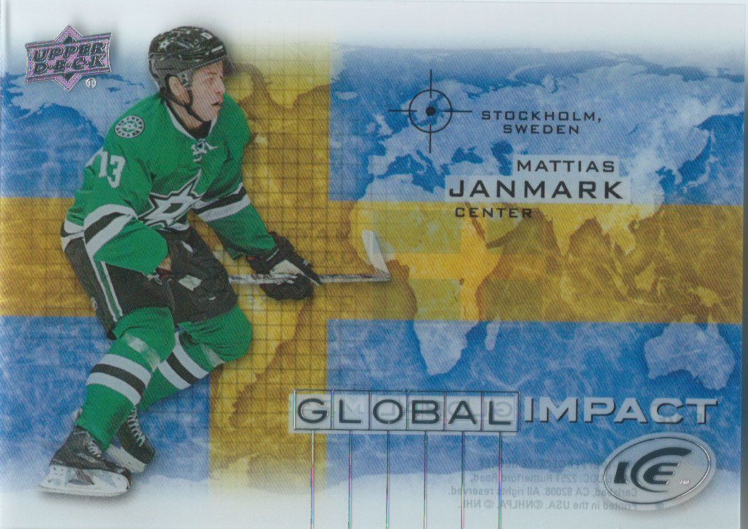 2015-16 Upper Deck Ice Global Impacts MATTIAS JANMARK UD NHL 02055 Image 1