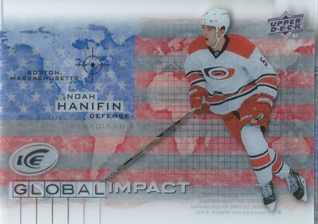 2015-16 Upper Deck Ice Global Impacts NOAH HANIFIN UD NHL 02052 Image 1