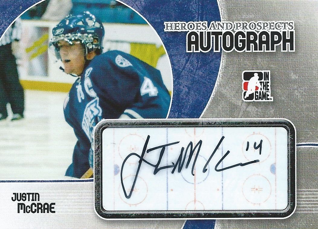 2007-08 ITG Heroes and Prospects JUSTIN McCRAE Auto Autographs 00526 Image 1