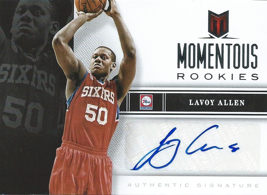 2012-13 Momentum Momentous Rookies LAVOY ALLEN Auto Rookies 01210 Image 1