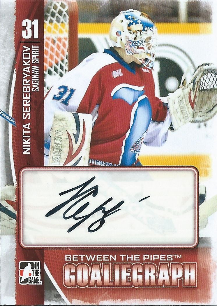 2013-14 Between the Pipes NIKITA SEREBYAKOV Autograph Goaliegraph 00451