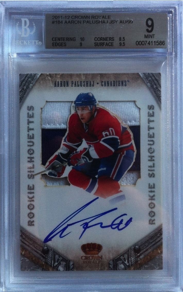 2011-12 Crown Royale Silhouette AARON PALUSHAJ BGS 9 Patch Auto 75/99 RC Image 1