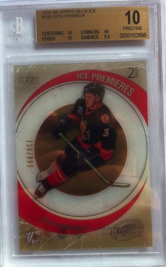 2005-06 Upper Deck Ice DION PHANEUF RC BGS 10 738/999 Rookie Leafs Flames