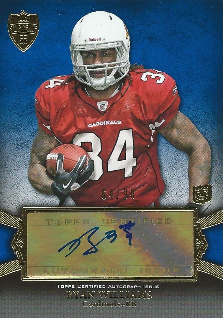 2011 Topps Supreme Rookie $20 RYAN WILLIAMS 64/90 Auto Signature 01104 Image 1