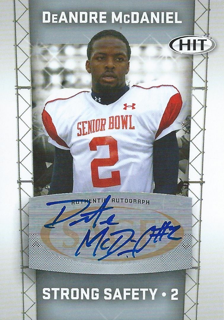 2011 Sage Hit Autographs Silver DeANDRE McDANIEL Signature NFL 01091 Image 1