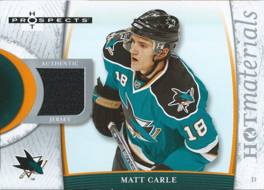 2007-08 Hot Prospects Hot Materials MATT CARLE Jersey NHL 01888 Image 1