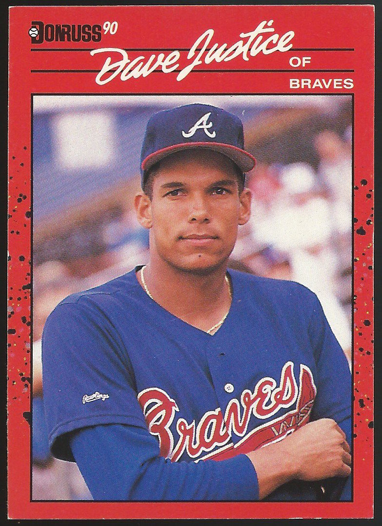 1990 Donruss #704 DAVID JUSTICE Rookie RC Baseball MLB 02475 Image 1