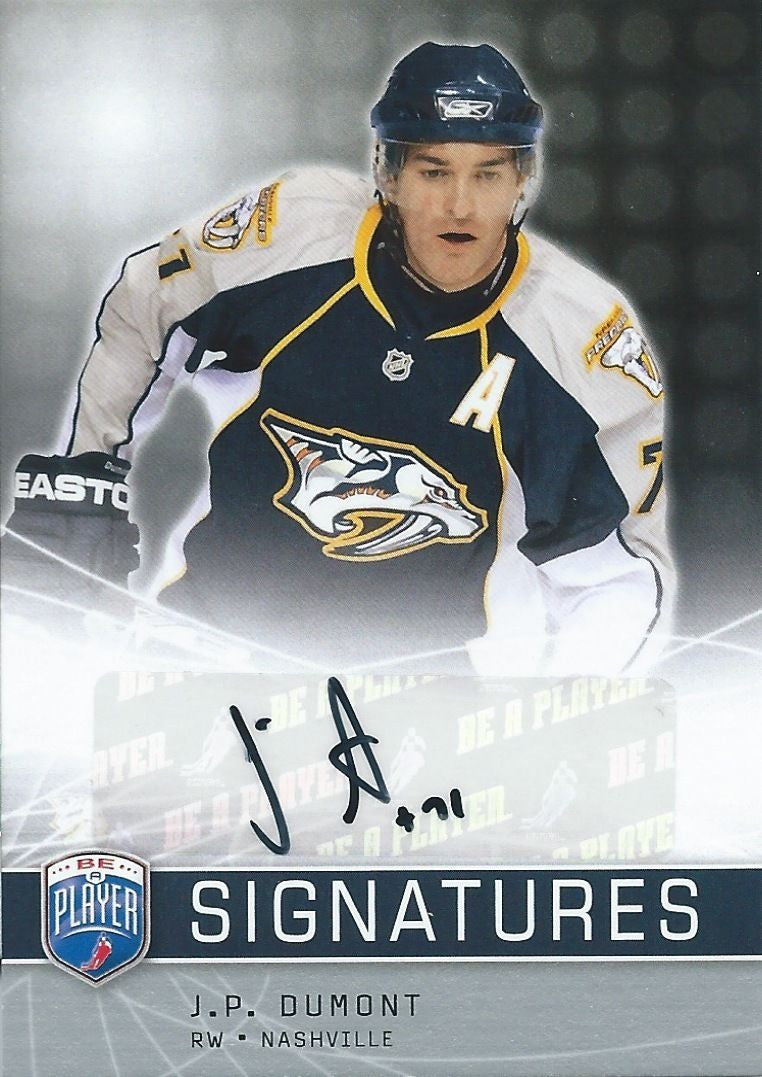 2008-09 Be A Player Signatures Auto J.P. DUMONT Autographs UD 00253