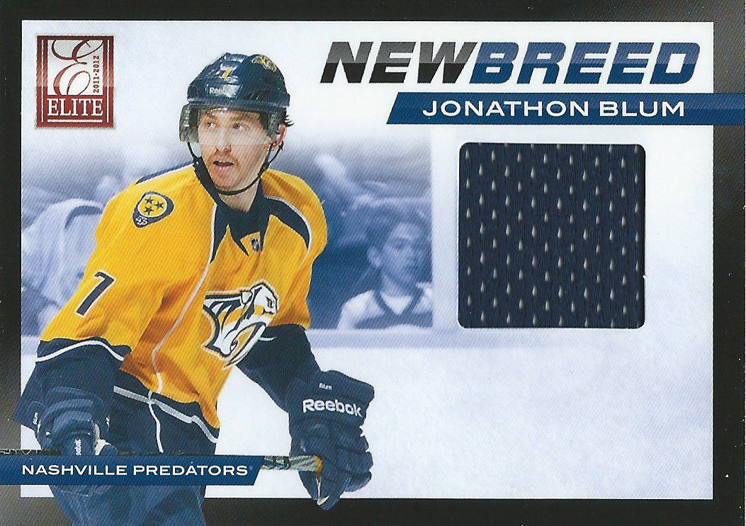 2011-12 Panini Elite New Breed Material JONATHAN BLUM Jersey NHL 01939 Image 1
