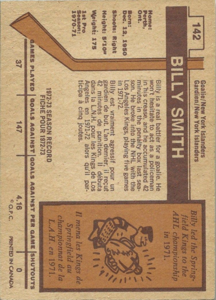 1973-74 O-Pee-Chee Original Wax Wrapper + BILLY SMITH Rookie Display