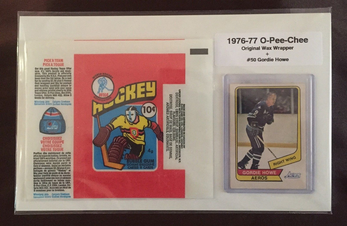 1976-77 O-Pee-Chee Original Wax Wrapper + #50 GORDIE HOWE Display