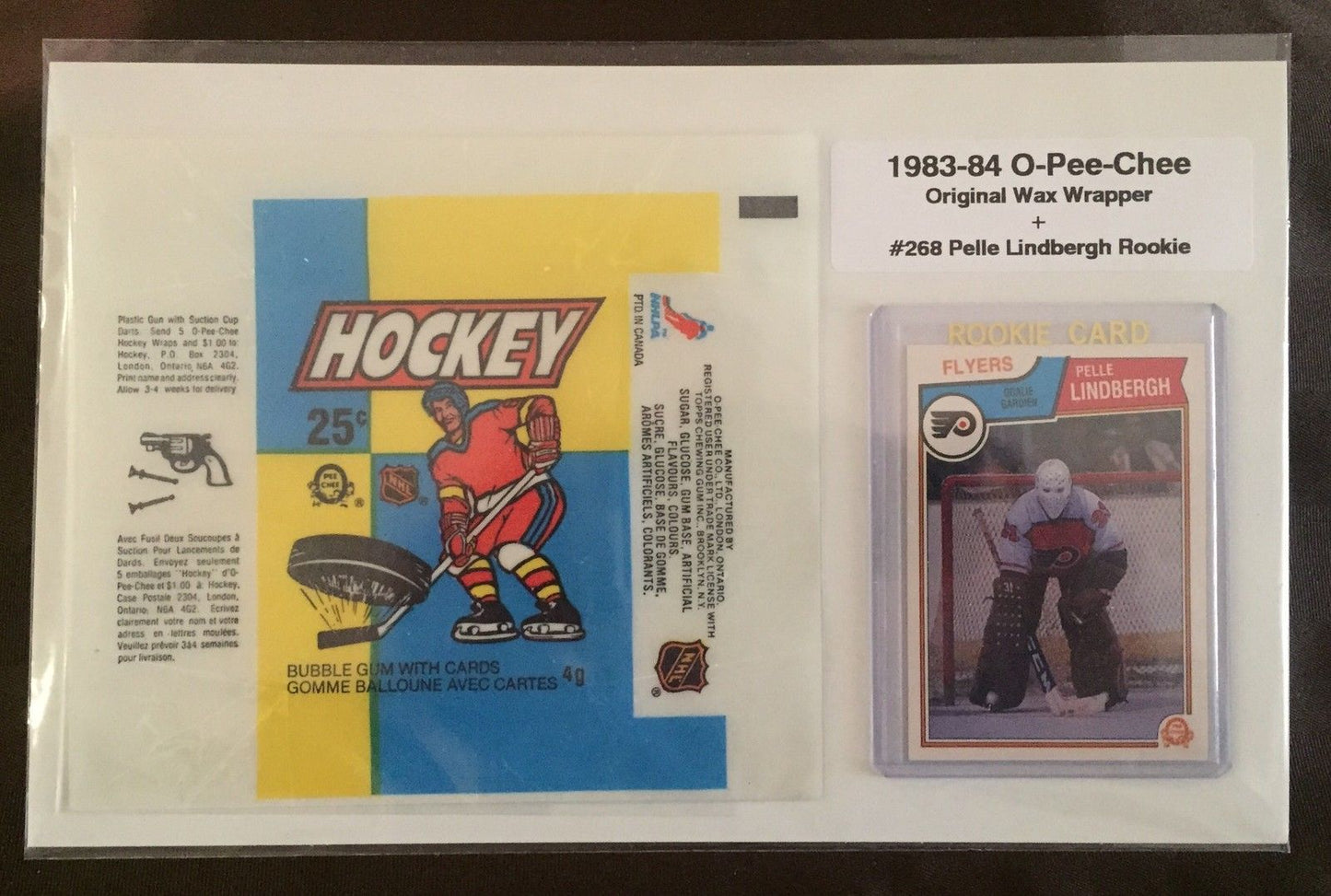 1983-84 O-Pee-Chee Original Wax Wrapper + PELLE LINDBERGH Rookie Display Image 1