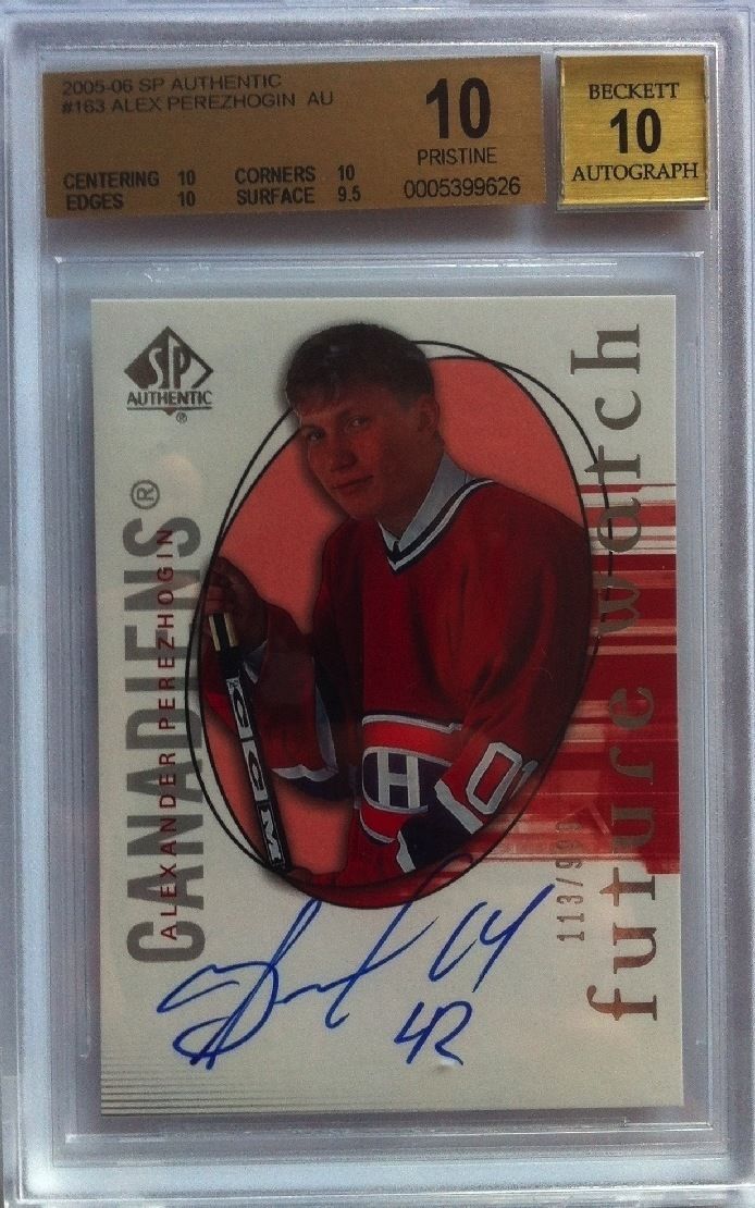 2005-06 SP Authentic ALEXANDER PEREZHOGIN Auto RC BGS 10 113/999 Image 1