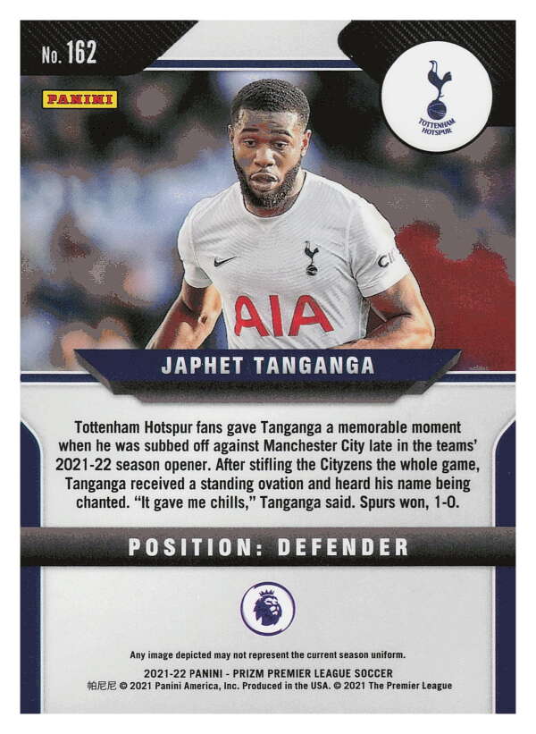 2021-22 Panini Prizm Premier League Soccer #162 Japhet Tanganga Tottenham V97453 Image 2