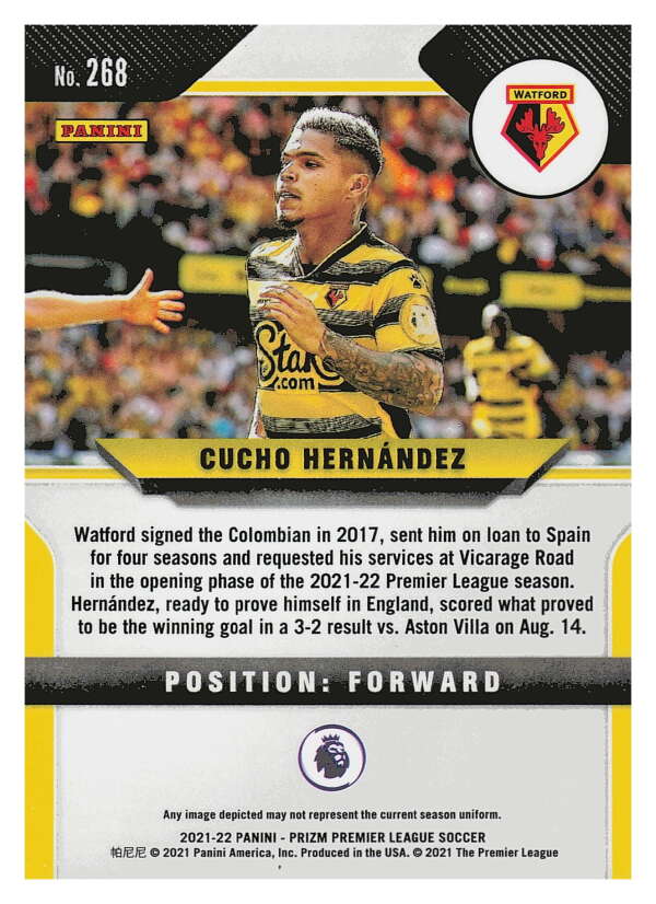 2021-22 Panini Prizm Premier League Soccer #268 Cucho Hernandez Watford V97472 Image 2
