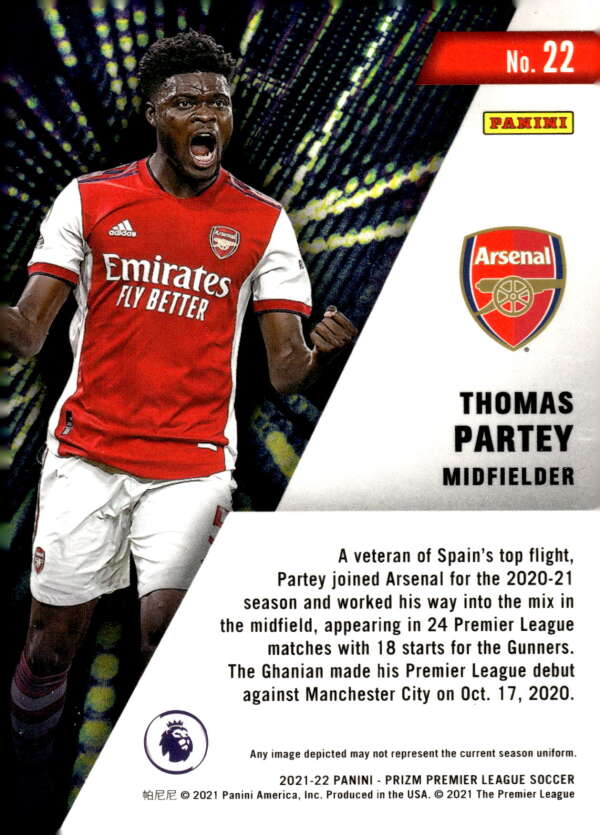 2021-22 Panini Prizm Premier League Instant Impact #22 Thomas Partey V97479 Image 2