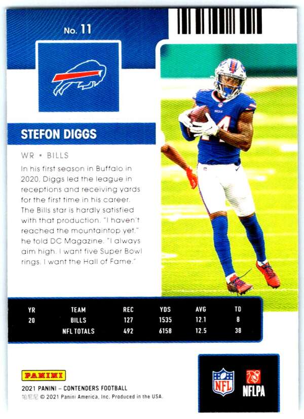 2021 Panini Contenders Season Ticket #11 Stefon Diggs Bills V88450 Image 2