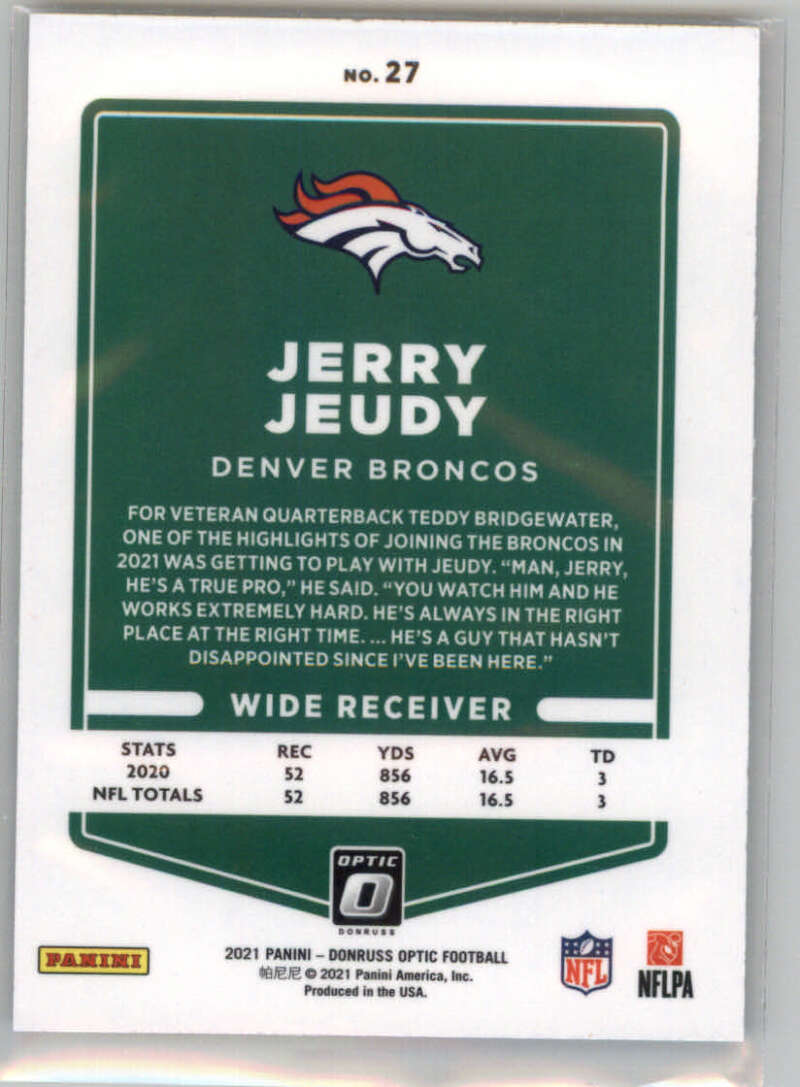 2021 Donruss Optic #27 Jerry Jeudy Denver Broncos V88609 Image 2