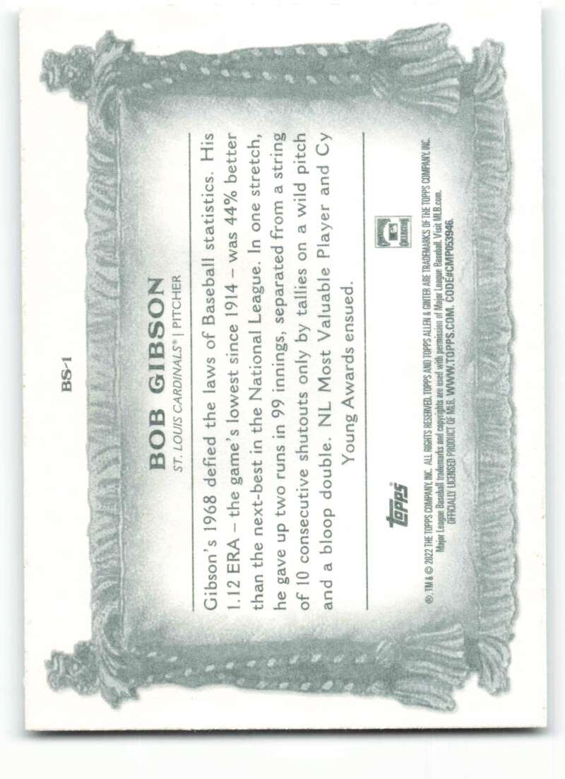 2022 Topps Allen and Ginter Baseaball Banner Seasons #BS-1 Bob Gibson V97174 Image 2