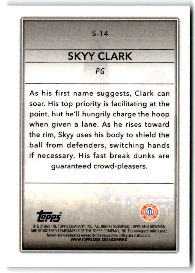 2022-23 Bowman University Chrome Basketball Skyscraping Skyy Clark V97411 Image 2