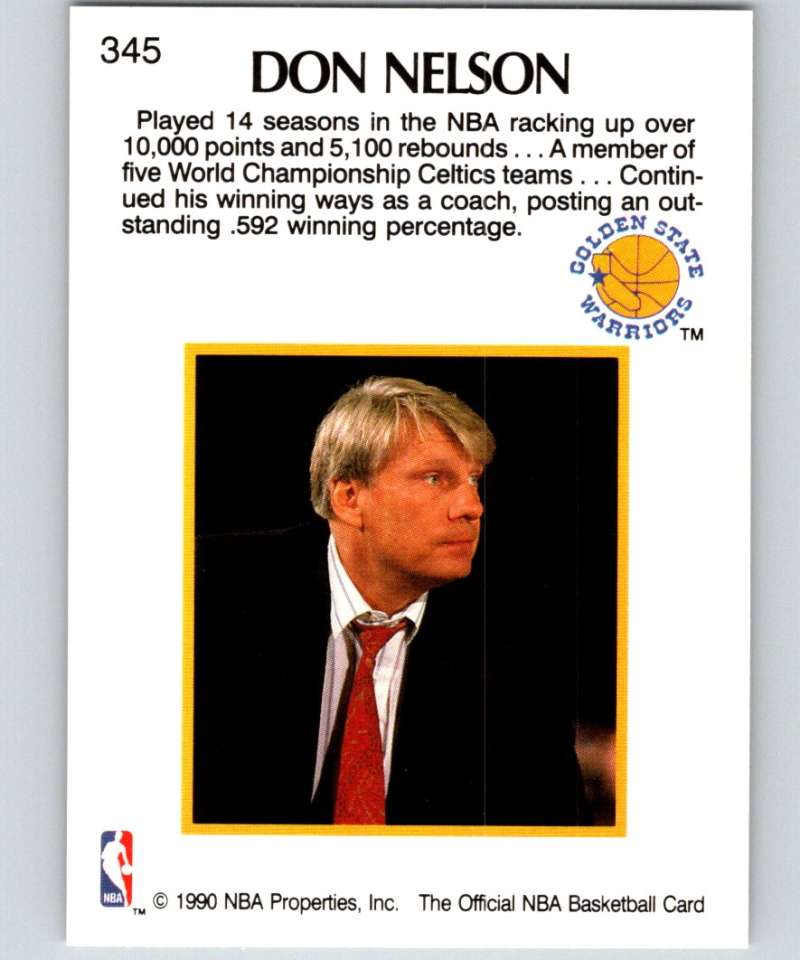 1990-91 Hopps Basketball #345 Don Nelson CO Golden State Warriors Image 2