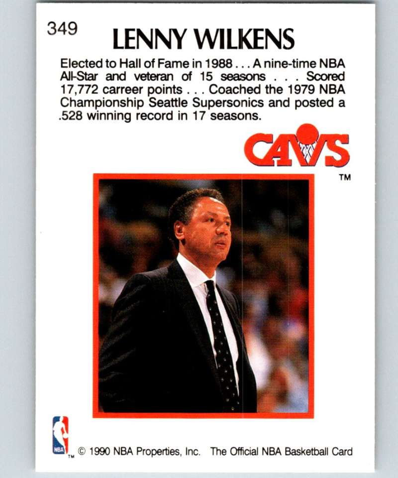 1990-91 Hopps Basketball #349 Lenny Wilkens CO Cleveland Cavaliers Image 2
