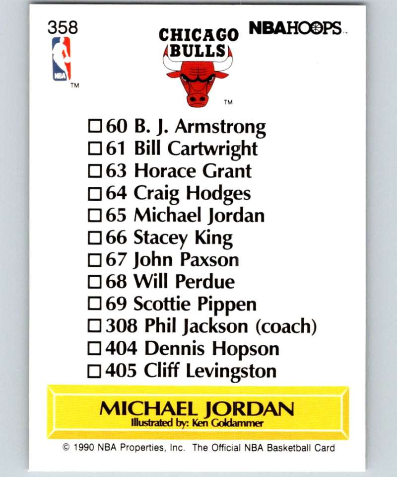1990-91 Hopps Basketball #358 Michael Jordan TC Chicago Bulls Image 2