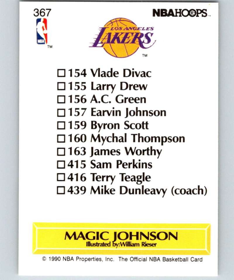 1990-91 Hopps Basketball #367 Magic Johnson TC Los Angeles Lakers Image 2