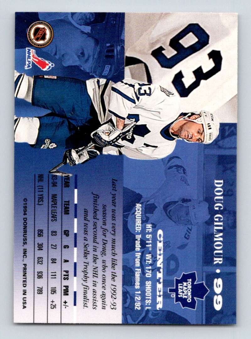 1994-95 Leaf #99 Doug Gilmour Toronto Maple Leafs Image 2