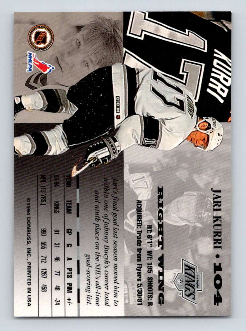 1994-95 Leaf #104 Jari Kurri Los Angeles Kings Image 2