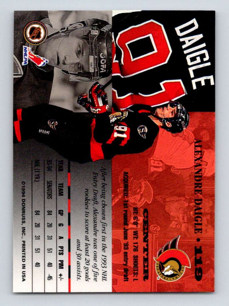1994-95 Leaf #119 Alexandre Daigle Ottawa Senators Image 2