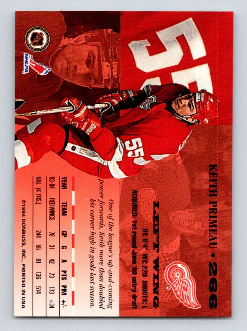1994-95 Leaf #266 Keith Primeau Detroit Red Wings Image 2