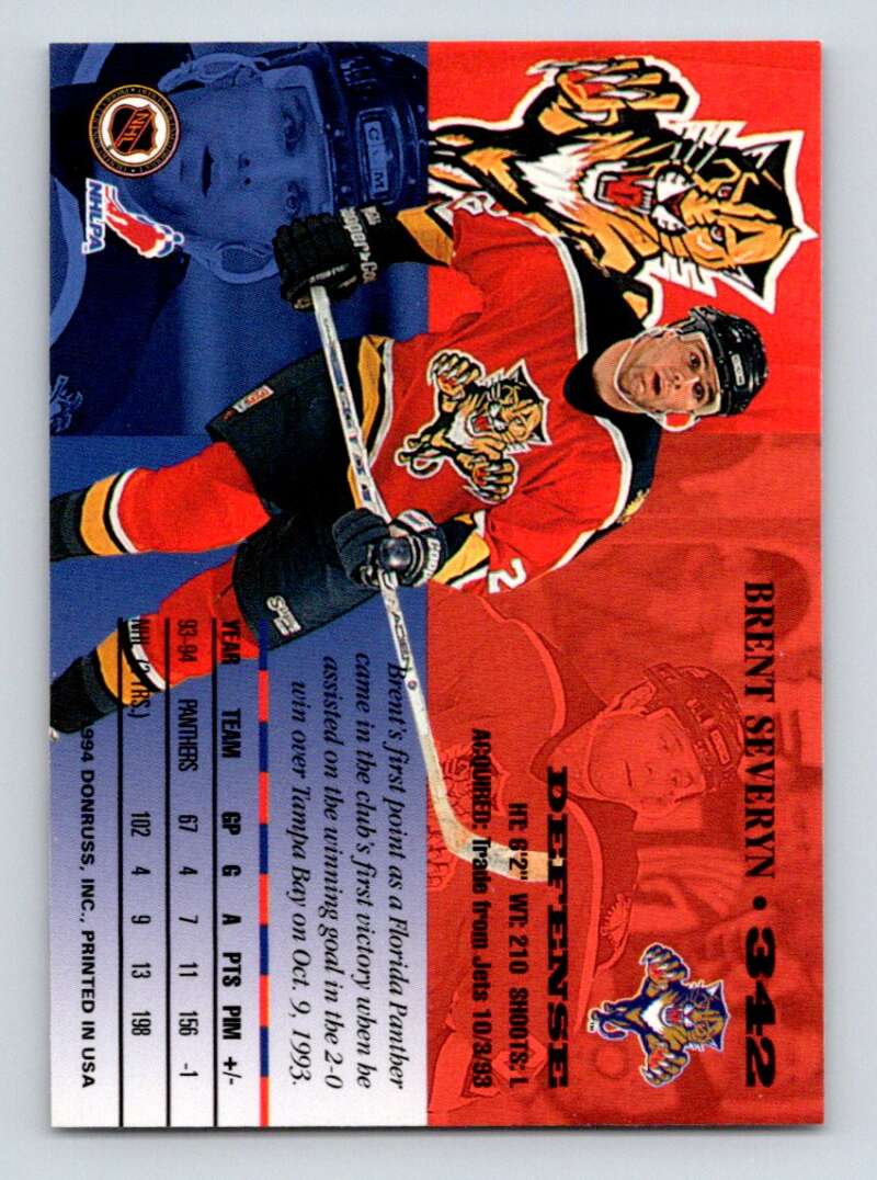 1994-95 Leaf #342 Brent Severyn Florida Panthers Image 2