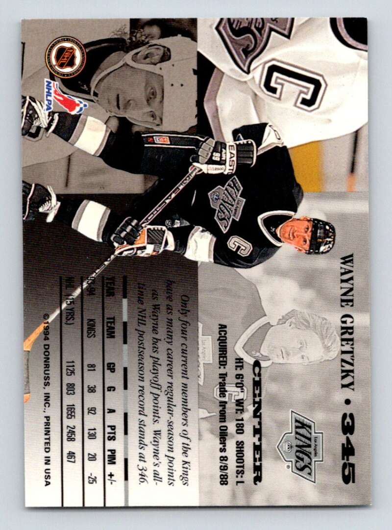 1994-95 Leaf #345 Wayne Gretzky Los Angeles Kings Image 2