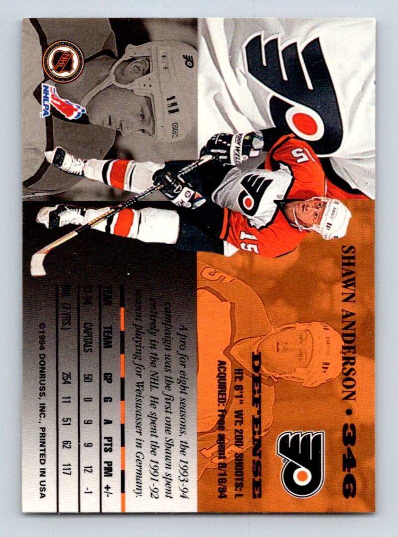 1994-95 Leaf #346 Shawn Anderson Philadelphia Flyers Image 2