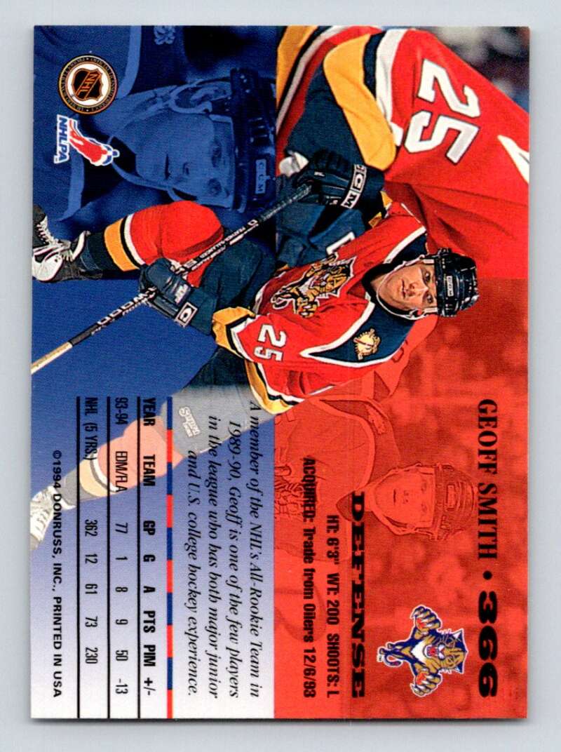 1994-95 Leaf #366 Geoff Smith Florida Panthers Image 2