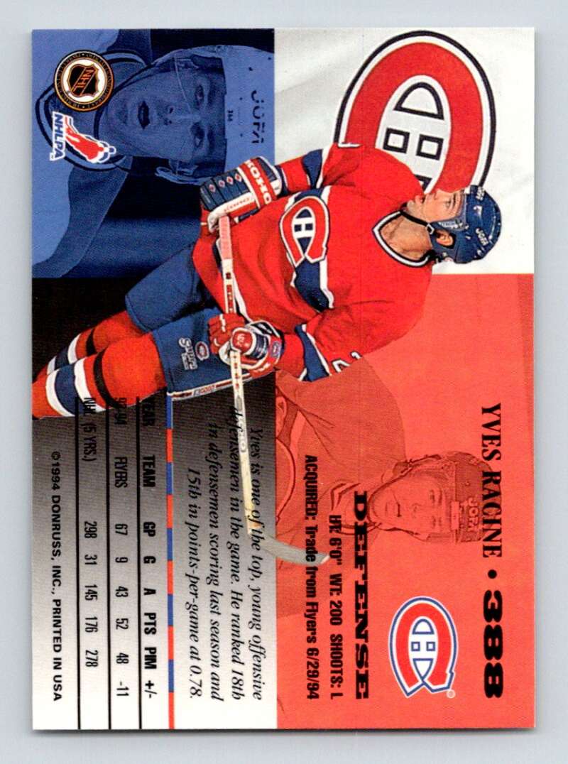 1994-95 Leaf #388 Yves Racine Montreal Canadiens Image 2