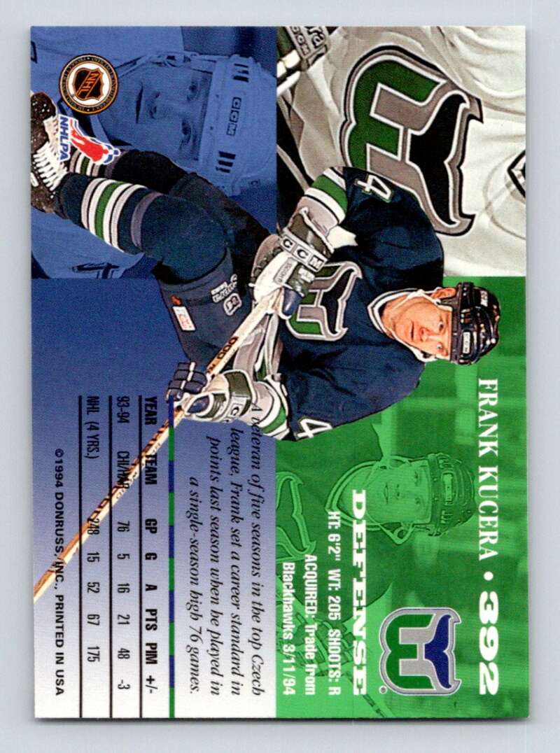 1994-95 Leaf #392 Frank Kucera Hartford Whalers Image 2