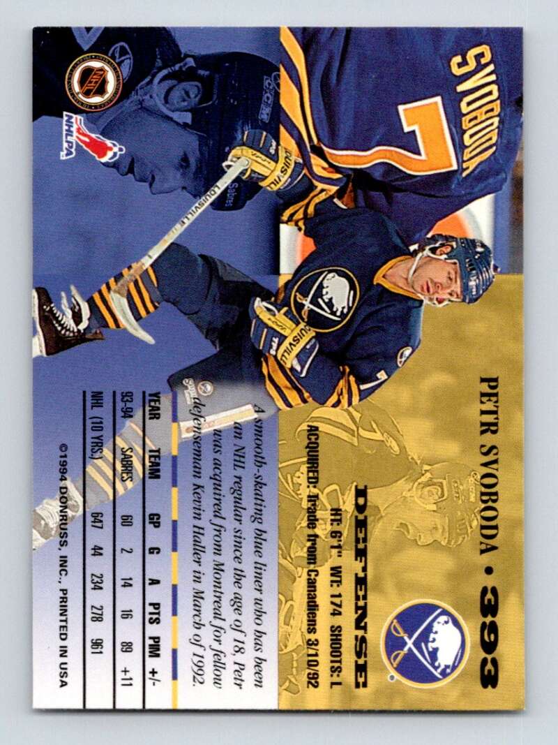 1994-95 Leaf #393 Petr Svoboda Buffalo Sabres Image 2