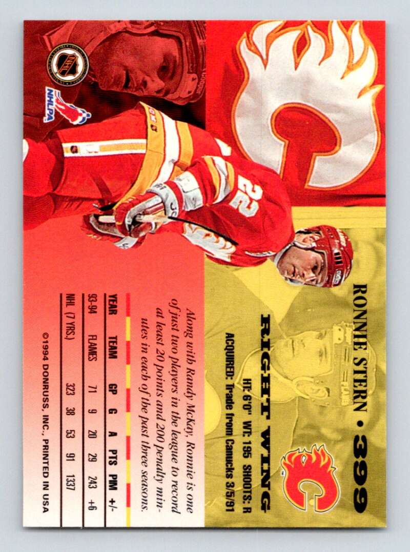 1994-95 Leaf #399 Ronnie Stern Calgary Flames Image 2