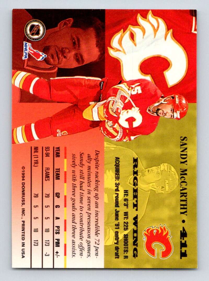 1994-95 Leaf #411 Sandy McCarthy Calgary Flames Image 2