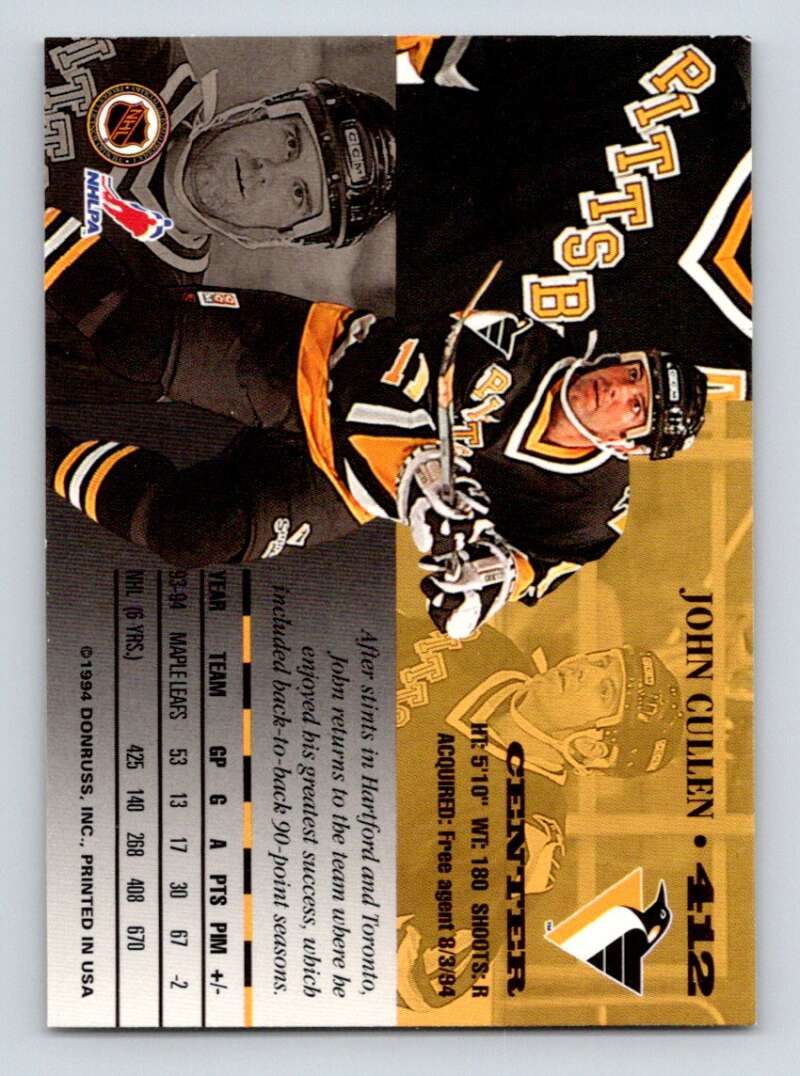 1994-95 Leaf #412 John Cullen Pittsburgh Penguins Image 2