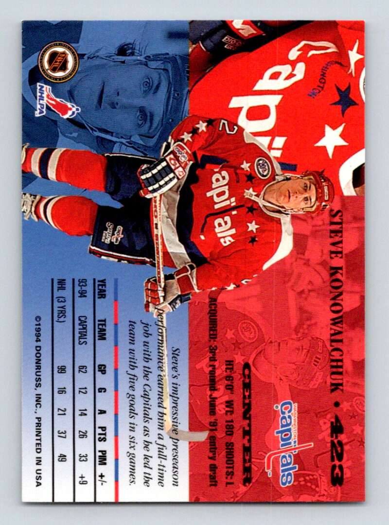 1994-95 Leaf #423 Steve Konowalchuk Washington Capitals Image 2