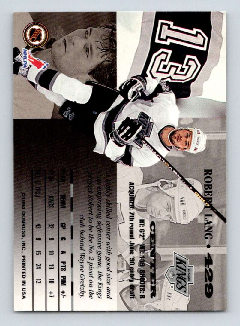 1994-95 Leaf #429 Robert Lang Los Angeles Kings Image 2