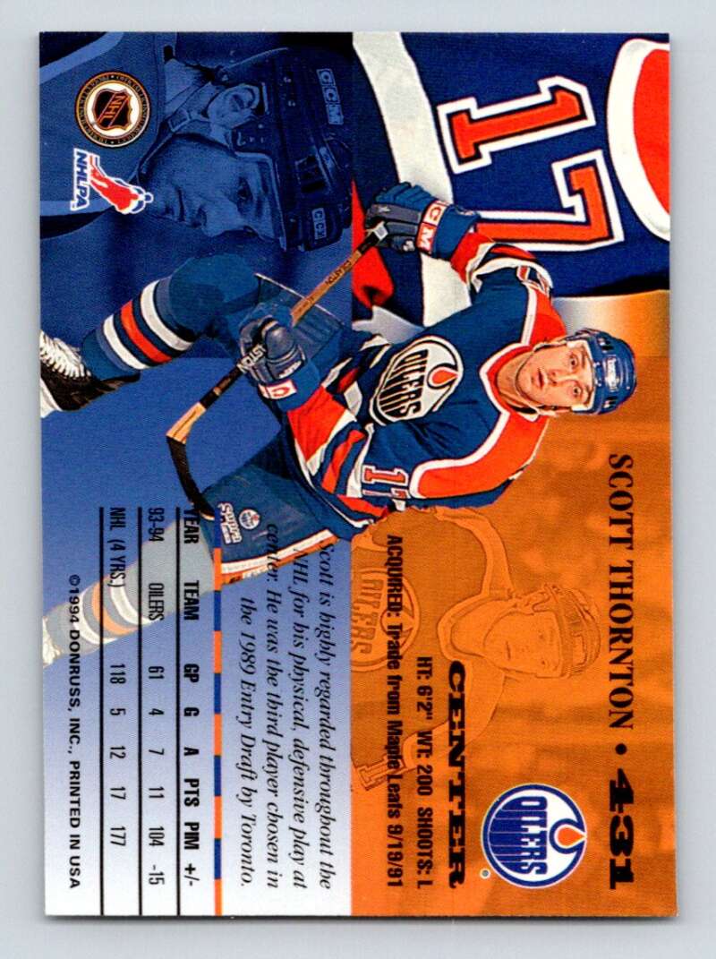 1994-95 Leaf #431 Scott Thornton Edmonton Oilers Image 2