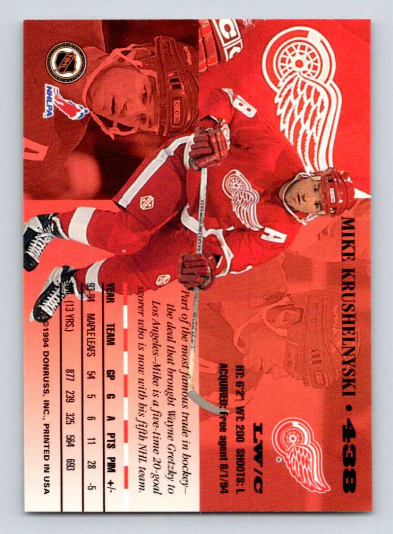 1994-95 Leaf #438 Mike Krushelnyski Detroit Red Wings Image 2