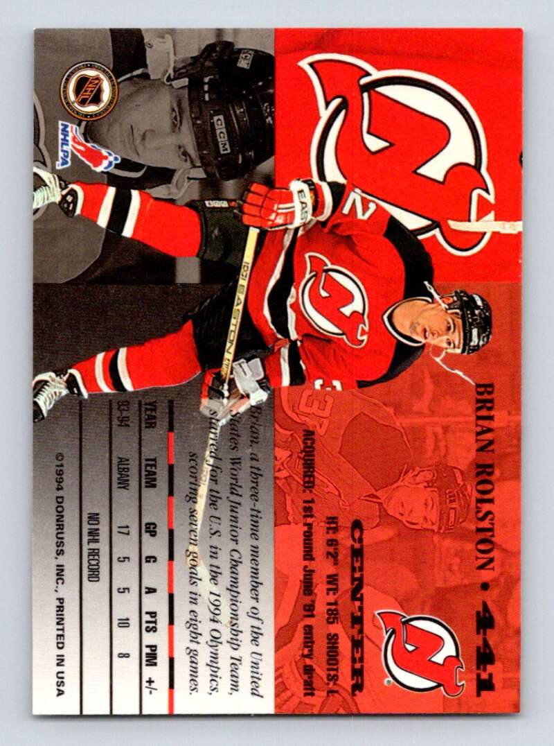 1994-95 Leaf #441 Brian Rolston New Jersey Devils Image 2
