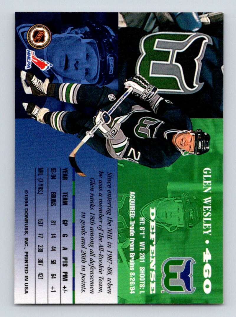 1994-95 Leaf #460 Glen Wesley Hartford Whalers Image 2